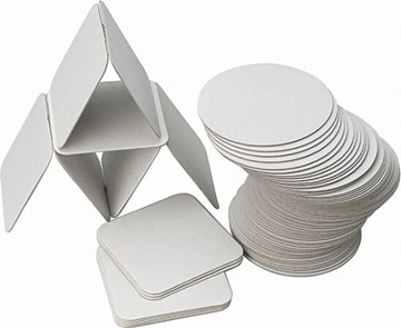 Bild von Bierdeckel Karton weiss roh, Quadratisch 9.3x9.3cm, Packung à 100 Stück