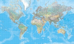 Bild von Hallwag Kümmerly+Frey AG (Hrsg.): Weltkarte physikalisch Poster 1:20 Mio. Plano in Röhre 202 x 123 cm. 1:20'000'000