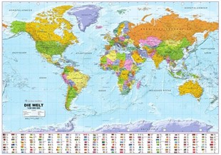 Bild von Politische Weltkarte mit Flaggen. 1:30'000'000
