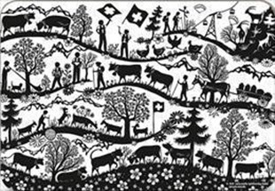 Bild von Frühstücksbrettchen/Schneidebrettchen Schweizer Landleben