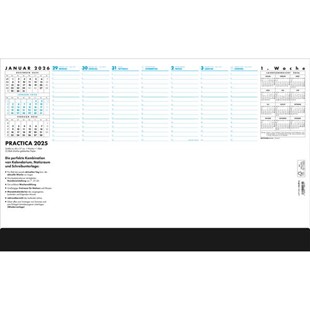 Bild von Zettler Kalender GmbH (Verlag) (Geschaffen): Schreibunterlage Practica 2026 - 59,5x37 cm - 1 Woche auf 1 Blatt - 52 Blatt, mit stabiler Kartonunterlage - inkl. schwarzer Schutzleiste - 102-1020