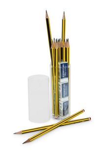 Bild von 20 Bleistifte + 3 Radierer Marke "Staedtler" in Klarsichtbox