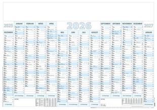 Bild von Zettler Kalender GmbH (Verlag) (Geschaffen): Zettler Plakatkalender 14 Monate 1 Stk. gerollt 2026 - Wandkalender groß 100 × 70 cm, 14 Monate auf 1 Seite inkl. Dez. 2025 & Jan. 2027, Tages-, Wochen- & Arbeitstagezählung, grau/blau