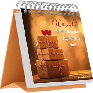 Bild von Alpha Edition GmbH & Co. KG (Geschaffen): Alpha Edition - Wünsche, die dich begleiten - Tag für Tag 2026 - Postkartenkalender 16×17 cm mit 53 Lebensweisheiten & stimmungsvollen Motiven, Wandkalender zum Verschenken