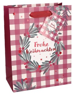 Bild von Butzon & Bercker 10er Pack Geschenktüten Frohe Weihnachten 23 x 18 x 10 cm - farbig bedruckte Papiertüten mit roter Tragekordel und Geschenkanhänger, ideal zum Verpacken von Weihnachtsgeschenken