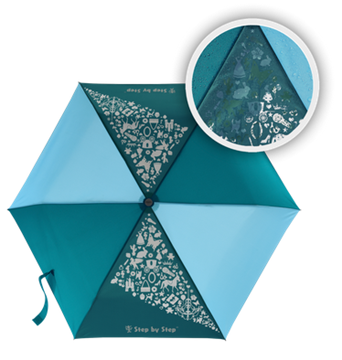 Bild von Step by Step Doppler Regenschirm Magic Rain Effect "Petrol Blue"