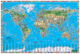 Bild von freytag & berndt Schreibtischunterlage Weltkarte für Kinder 1:20 Mio. 1:20'000'000